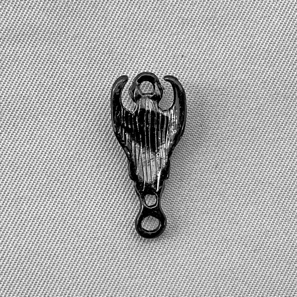 Hanging Bat 2 Loop Links 21x9mm Black Enameled Alloy Q6 Per Pkg