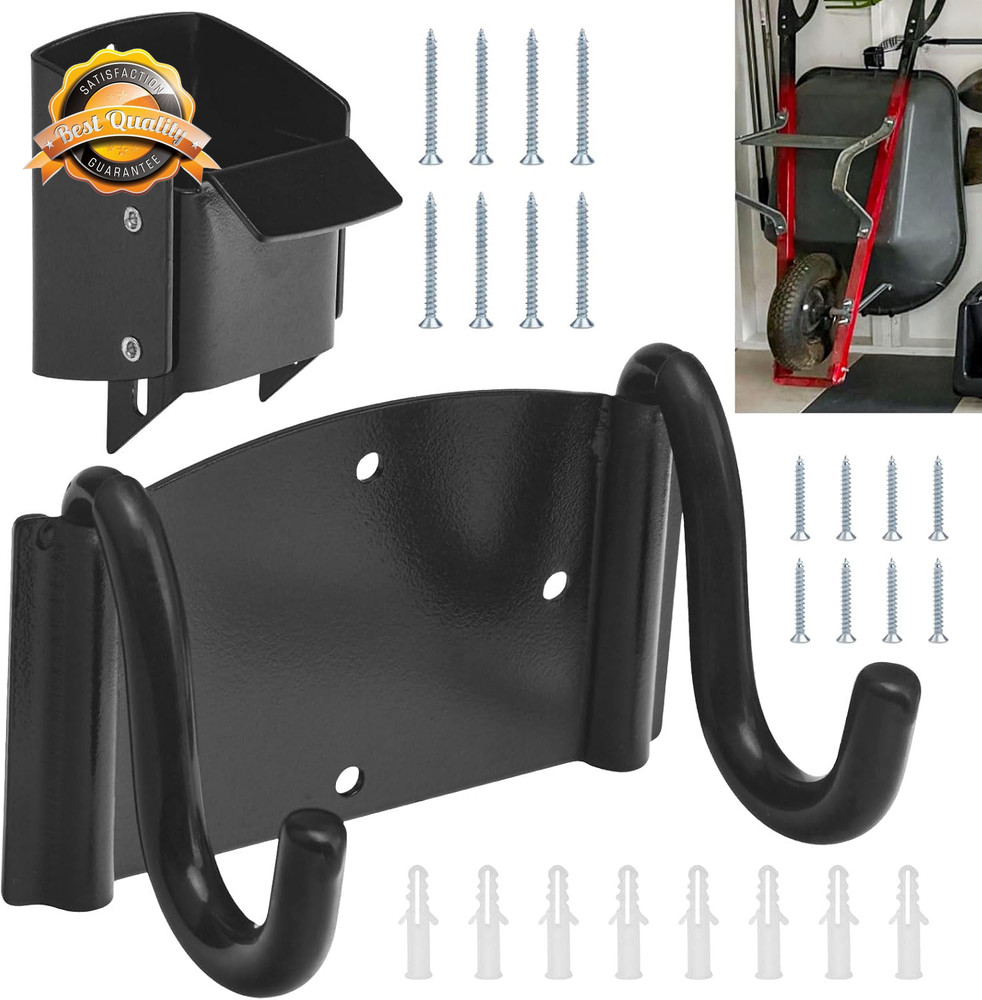 Wheelbarrow Storage Bracket 90lb Heavy Duty Wall Hook Spring Latch 1pc