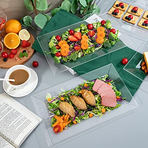 12 Pack Plastic Serving Trays, Heavy Duty Plastic Serving Platters Clear