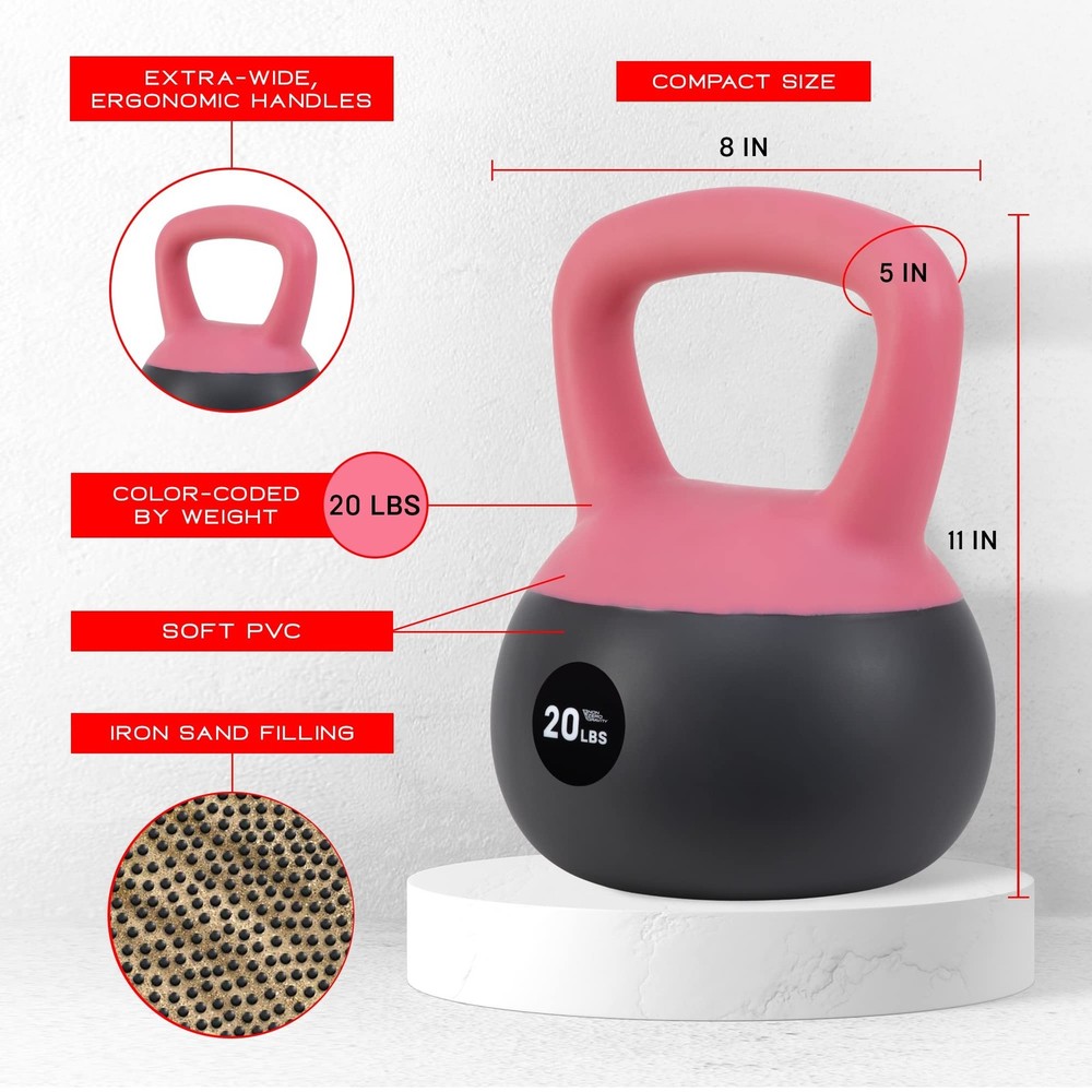 NonZero Gravity Iron Sand Soft Kettlebell with PVC Shell, Shock-Absorbing Bas...