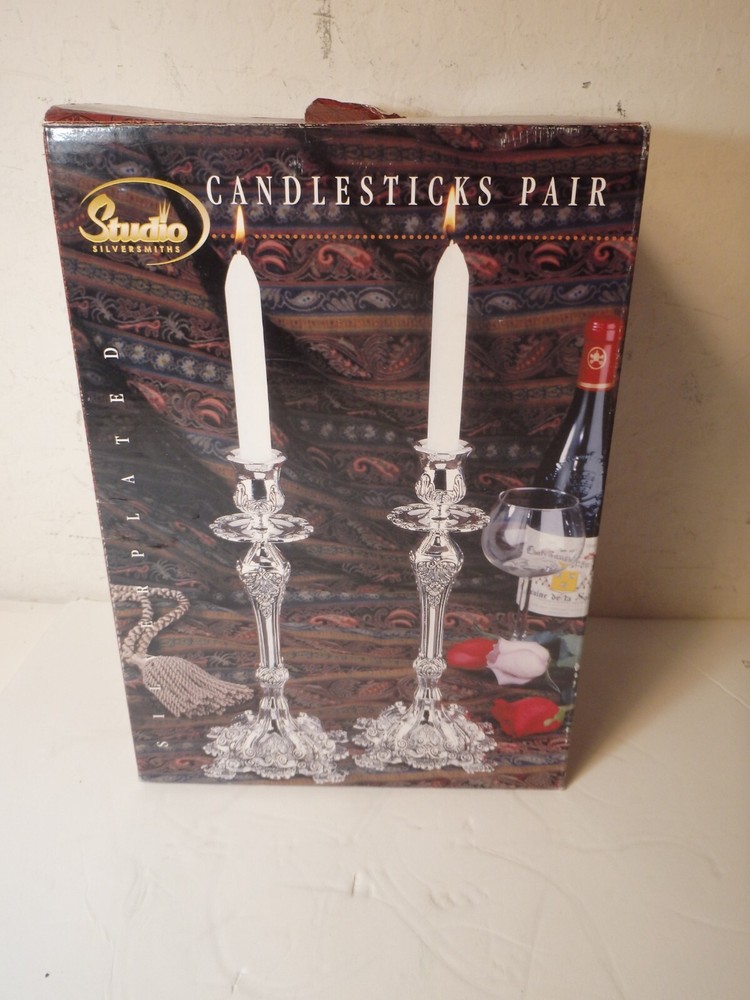 NEW Studio Silversmiths Candlestick Pair Silver Plated 61679