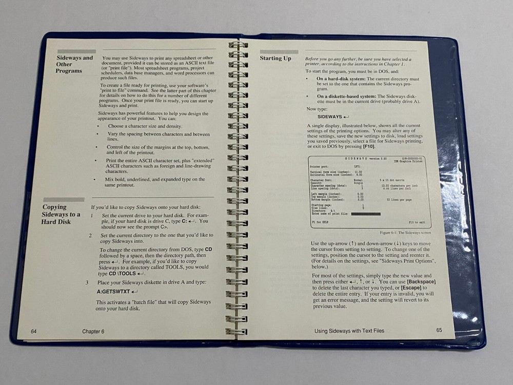 Sideways Software IBM PC Funk MANUAL, 1987 Rotate Spreadsheets for Dot Matrix