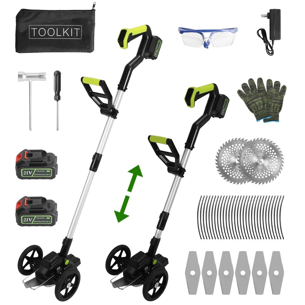 21V Cordless String Trimmer Edger WeedWhacker Grass Eater Lawn Cutter 2 Battery
