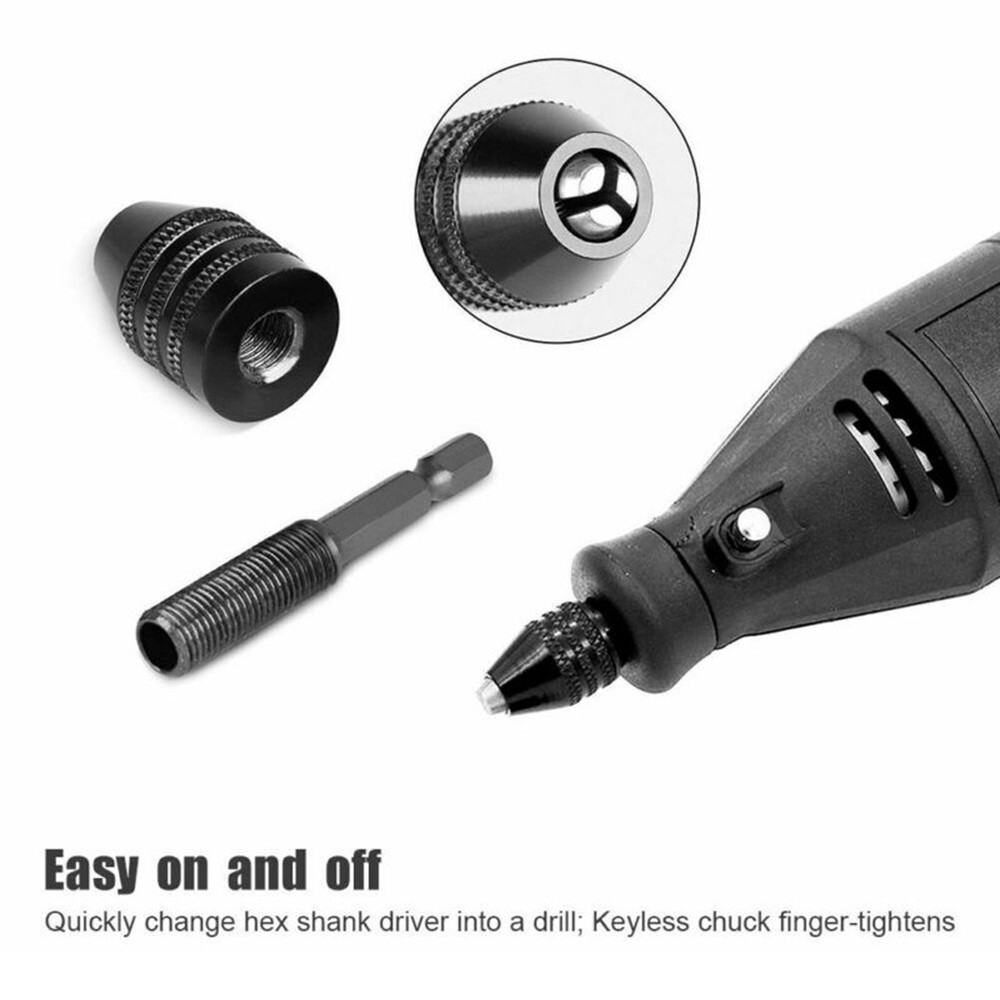 1/4" Keyless Chuck Conversion Hex Shank Adapter Drill Bit Quick Change-Driver