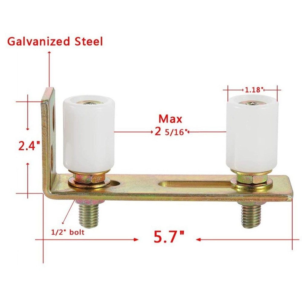 Gate Rollers Sturdy Bracket Size 2.4inch × 5.7inch Sliding Gate Nylon Rollers