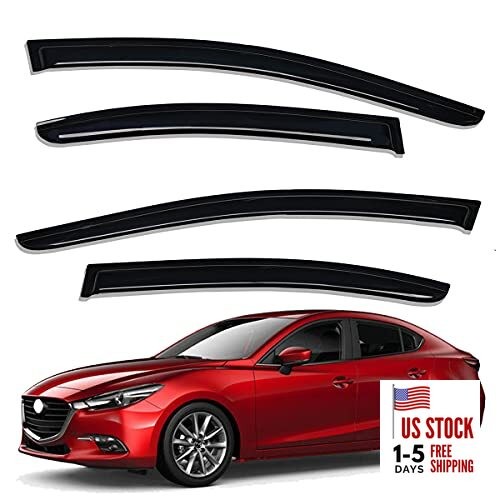 Extra Durable Outside-Mount Auto Vent Window Visor, Fits 2014-2018 Mazda 3