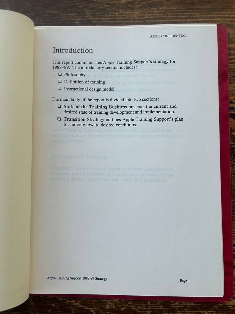 Apple Confidential 1988-89 Training Strategy Binder – Rare Internal Document