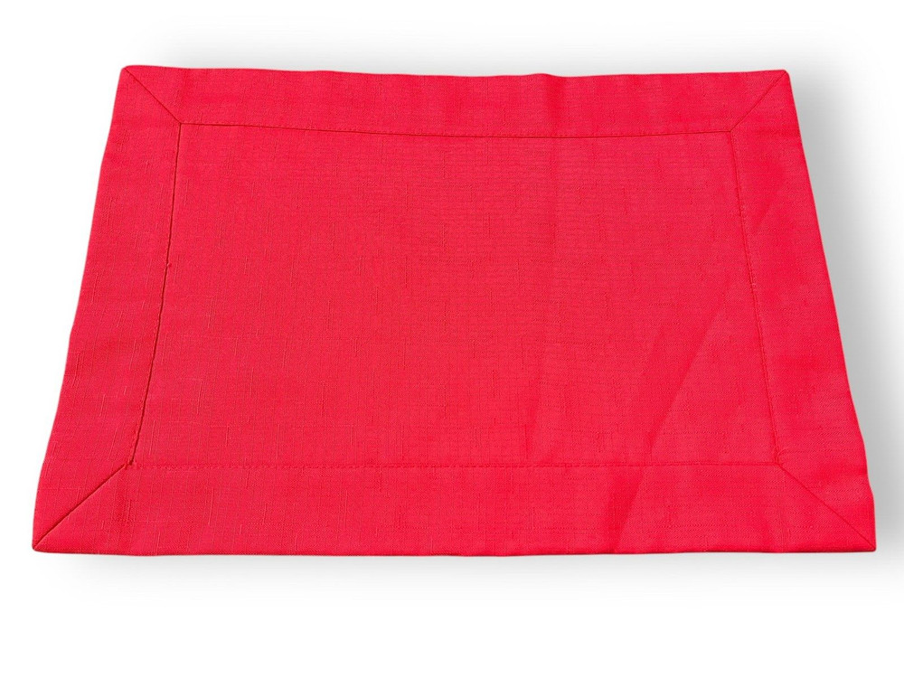 10 Classic Red Hemstitch Rectangular Placements for Christmas Holidays All Year