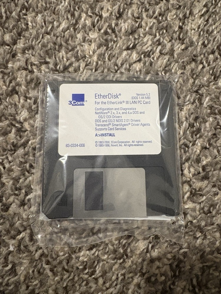 Vintage 1995 3Com EtherLink III LAN PC Card 3C589C kit_ Read Description