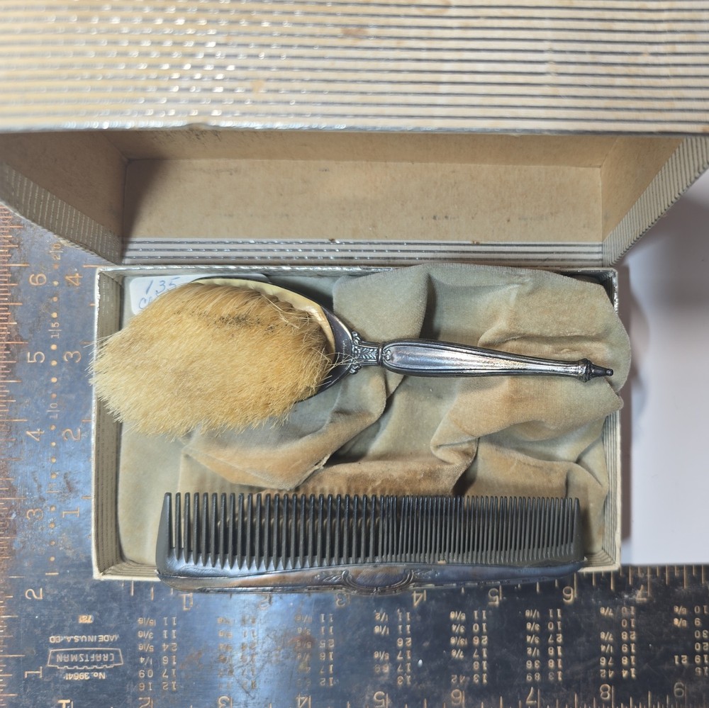 Brush & Comb Set Silver Plated Vanity Set