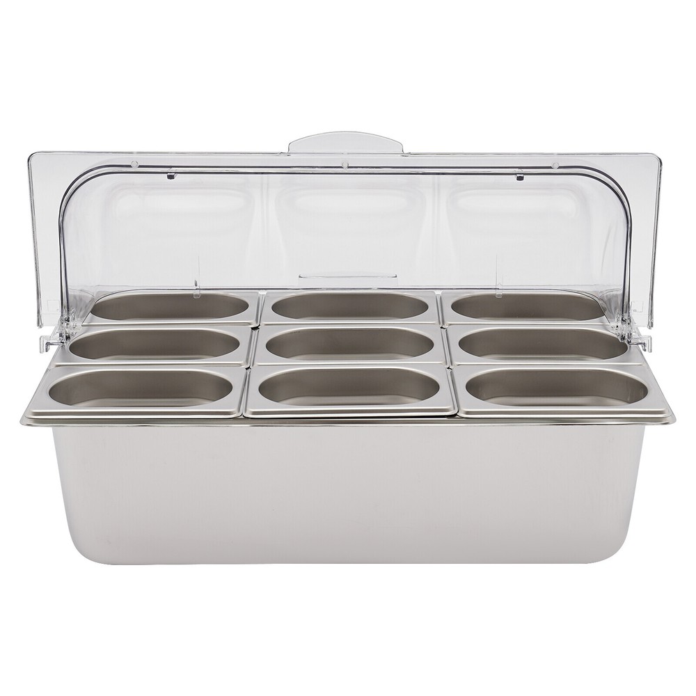 Food Serving Container Flip Top Serving Container w/ Lid + 9 Spoons & Clamps