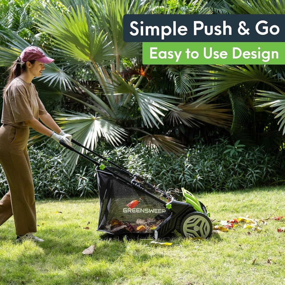 Manual Push Leaf & Lawn Sweeper – Pickup Pro 2 with Quick Height Adjustment