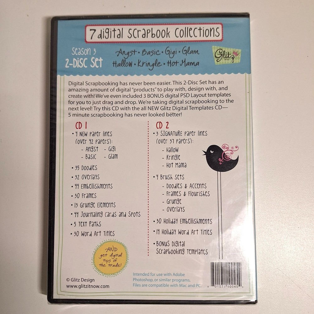2 Glitz Design Digital Scrapbook CD Sets &Plus Free Creating Keepsakes DVD