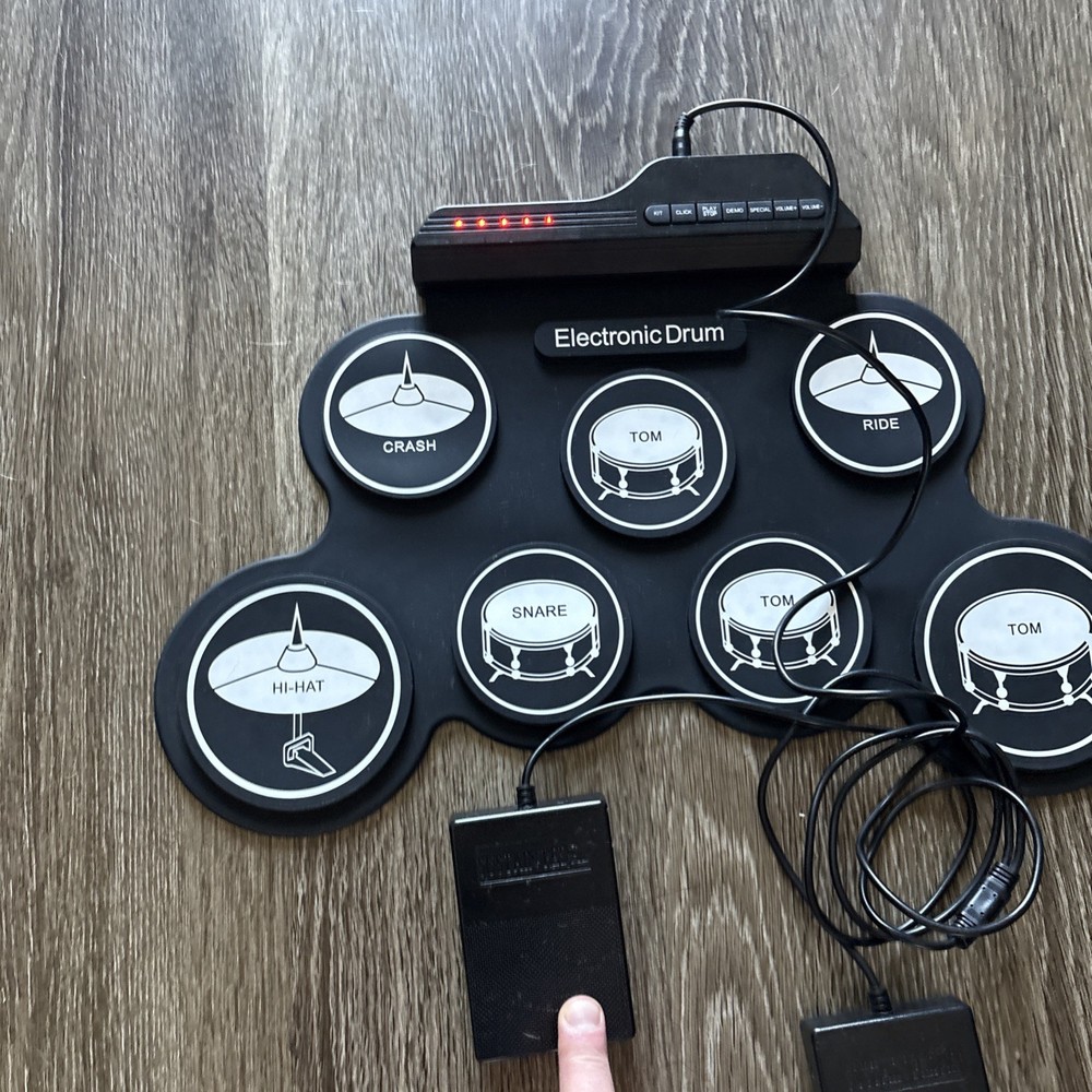 Drum Set Practice Pad Electronic Drum Pad With Pedals - Tested Works