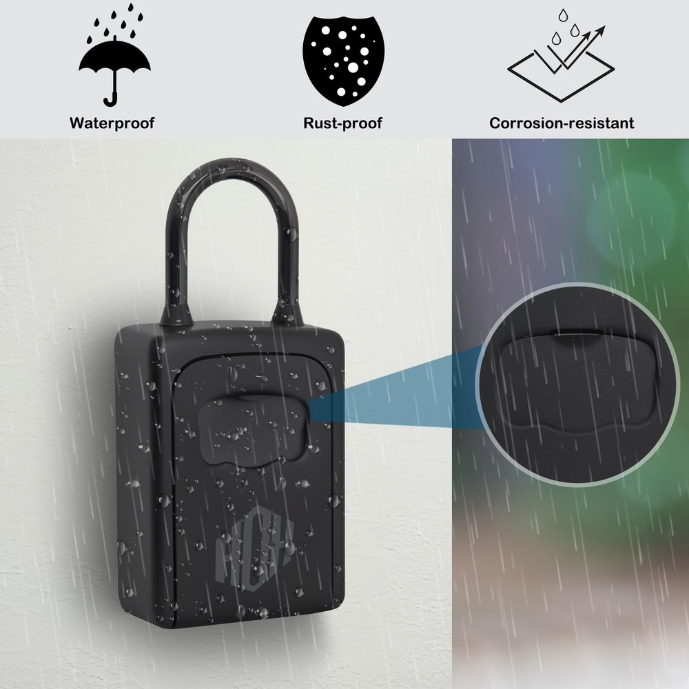 Key Lock Box, Resettable Combination Lockbox, Wall Mount & Portable Waterproo...