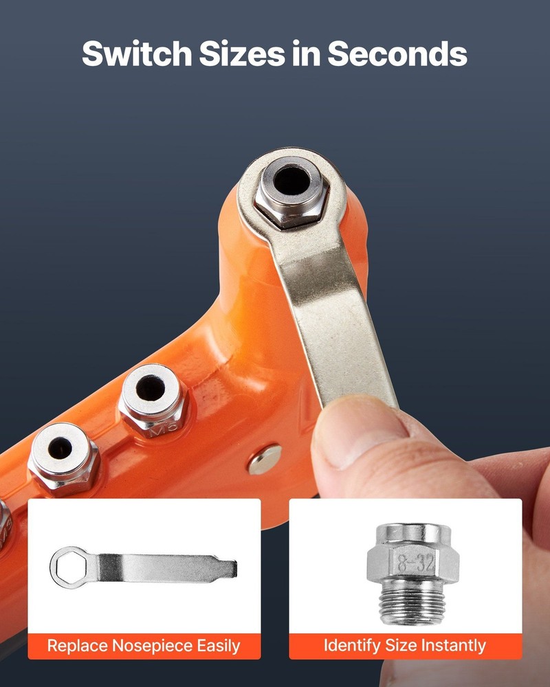 9-Inch Durable Rivet Nut Installer with 8 Mandrels, 80 Nuts, Step Drill, Case