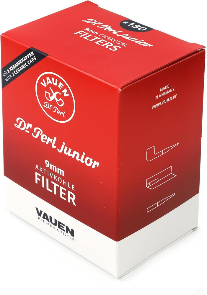 Dr. Perl Junior 9Mm Charcoal Pipe Filters, 180 Count Value Pack
