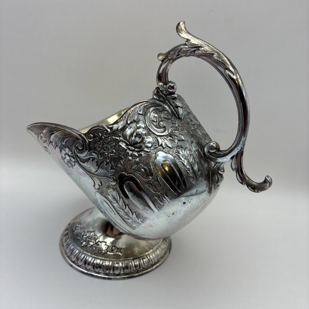 Vintage Silver Plated Sugar Scuttle Bowl Raised Floral Pattern