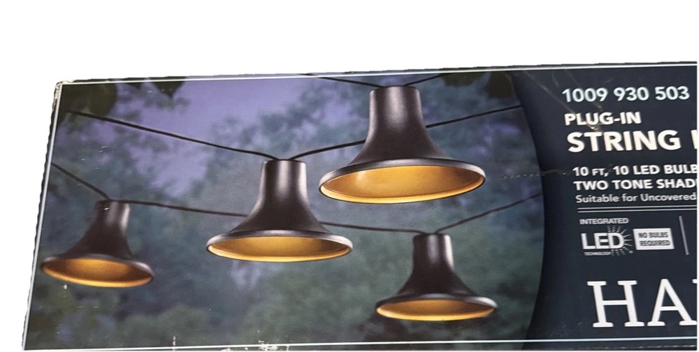 Hampton Bay 10-Light 12 ft. Black Outdoor LED Lantern String-Light