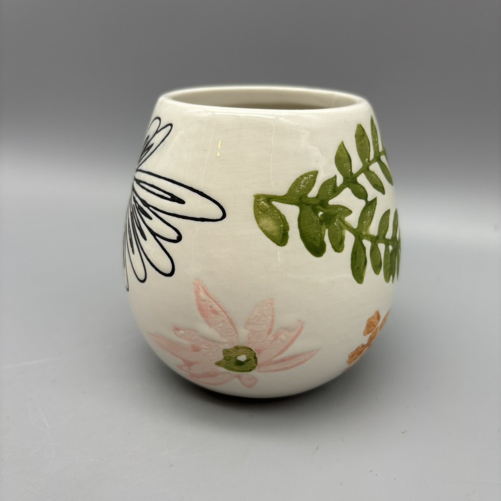 Opalhouse Floral Botanical Ceramic 4” Planter With Plug