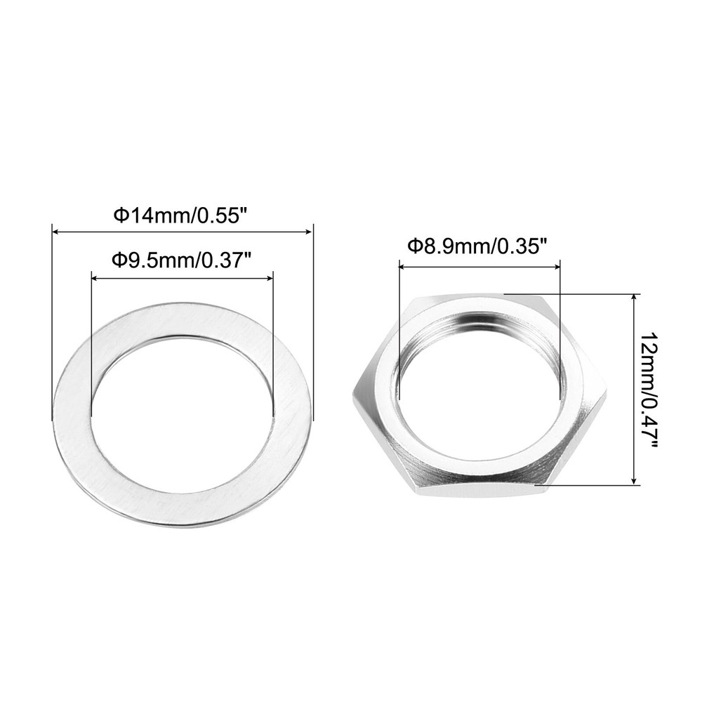 4 Set Guitar Nut and Washers 3/8" Guitar Input Output Jack Socket Nut Silver