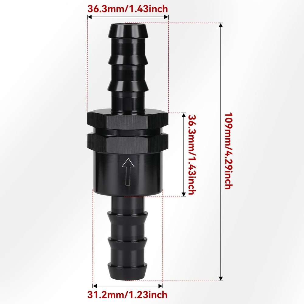 " Non Return One Way Inline Check Valve Fitting Aluminum Black 5/8