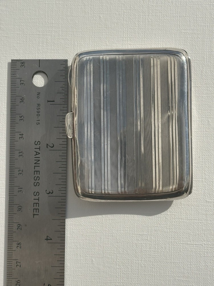Sterling Silver Antique Engraved Design Cigarette Case, SW