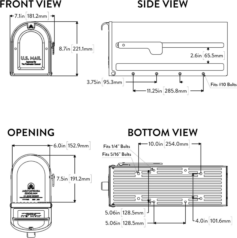 Contemporary Medium Mailbox with Galvanized Steel - Easy Install, Secure Closure