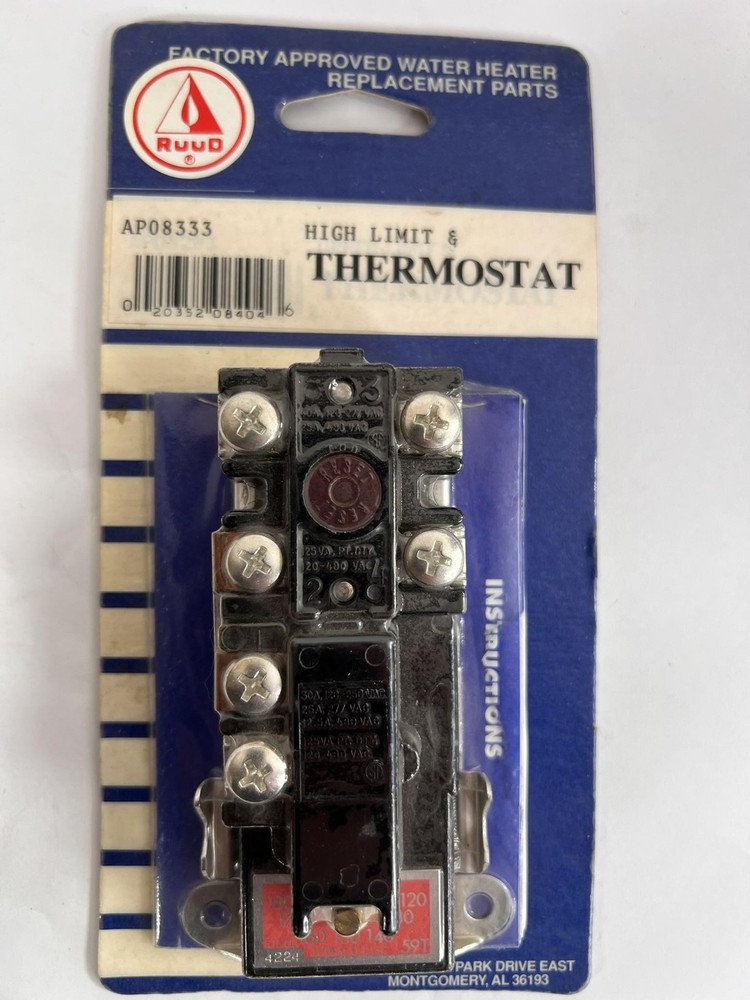 Ruud High Limit Thermostat AP08333 Water Heater Replacement Part New Sealed