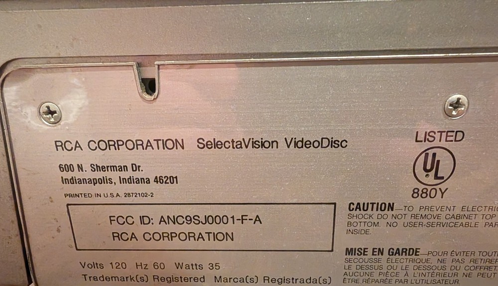 Vintage RCA Selectavision Video Disc Player Model SFT 100