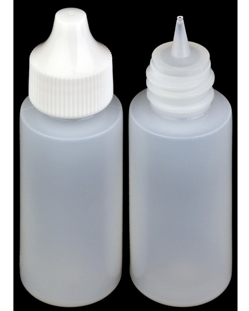 Plastic Dropper Bottles, Precise Tipped w/White Cap, 1-oz. 12-Pack