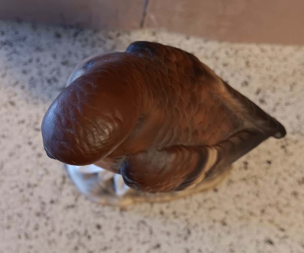 Vintage Brown Ceramic Parrot Figurine