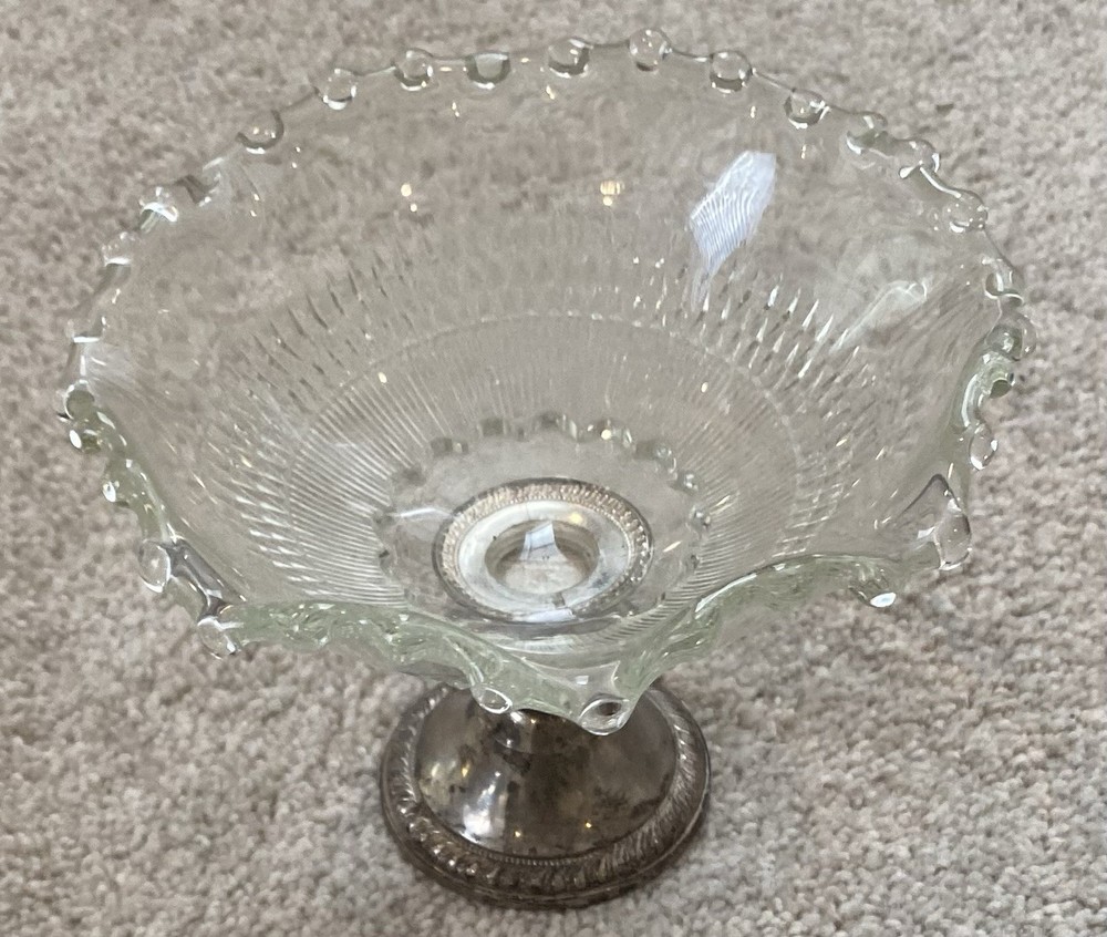 *Beautiful* 6” Crystal Dish W/ 2.5” Sterling Silver Base