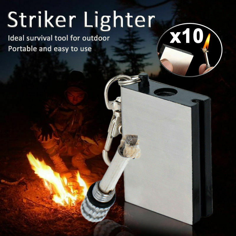10-100PCS Waterproof Permanent Match Lighter Striker Fire Starter Emergency Tool