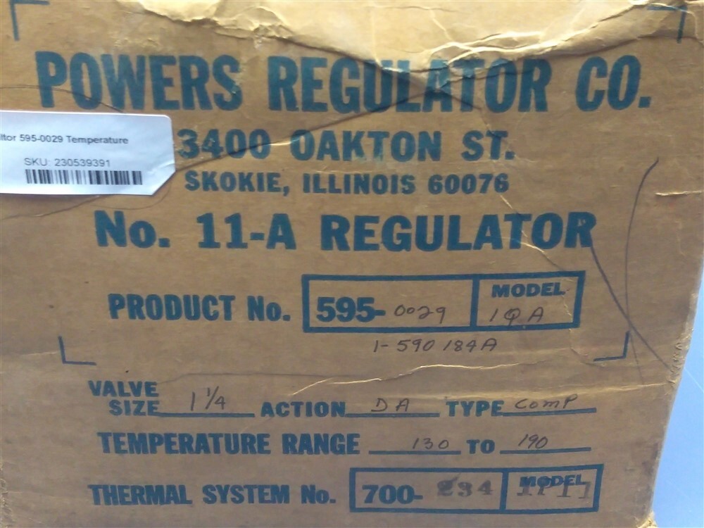 Powers 11-A Regulator 595-0029 Temperature Range 130-190F