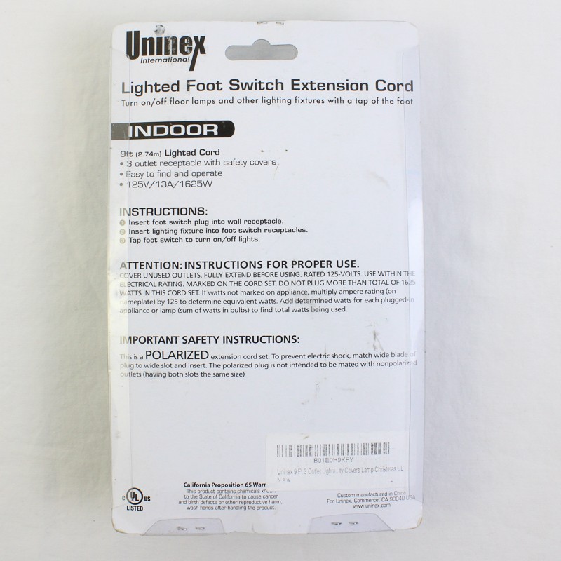 Uninex Lighted Foot Switch Extension Cord
