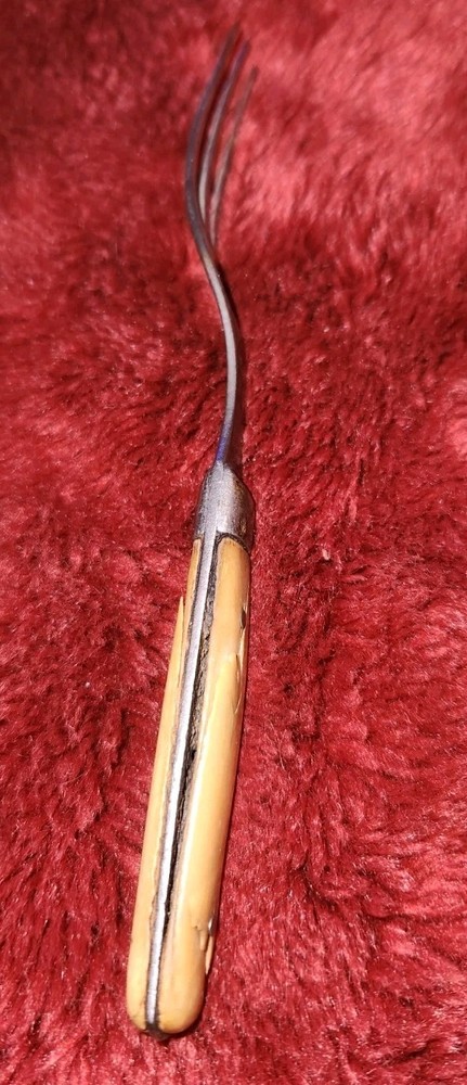 Vintage Bone Handle 3 Prong Tine Fork Primitive Utensil