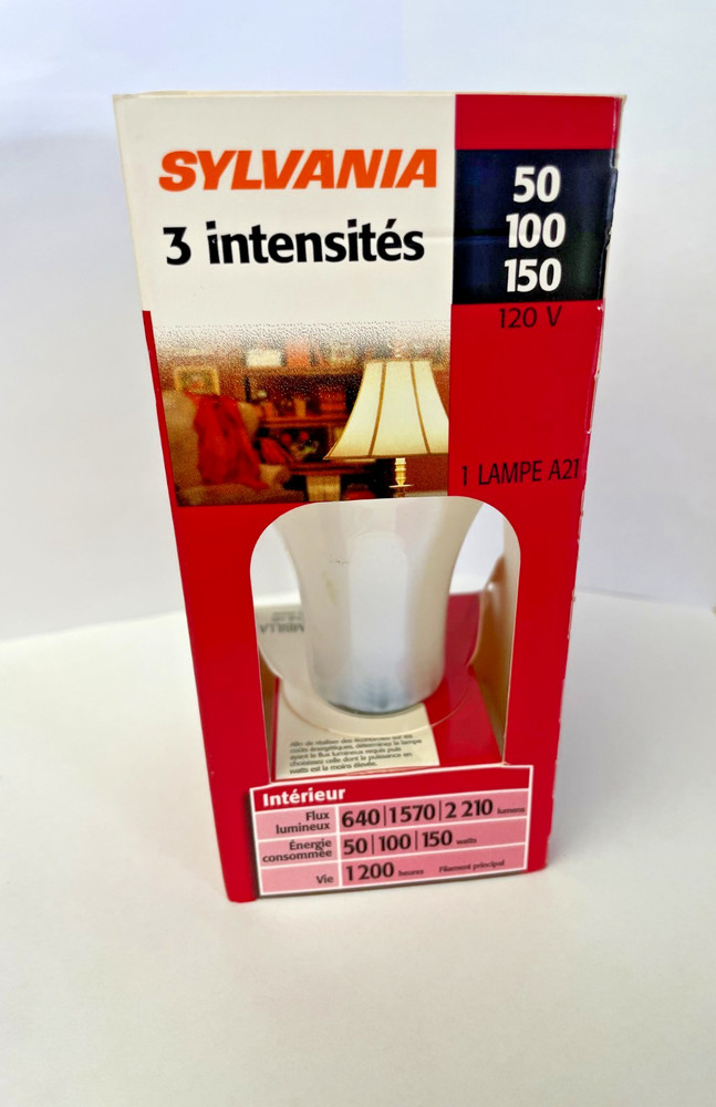 SYLVANIA SOFT WHITE 3-WAY LIGHT BULBS 50/150A21/WRP 120V.