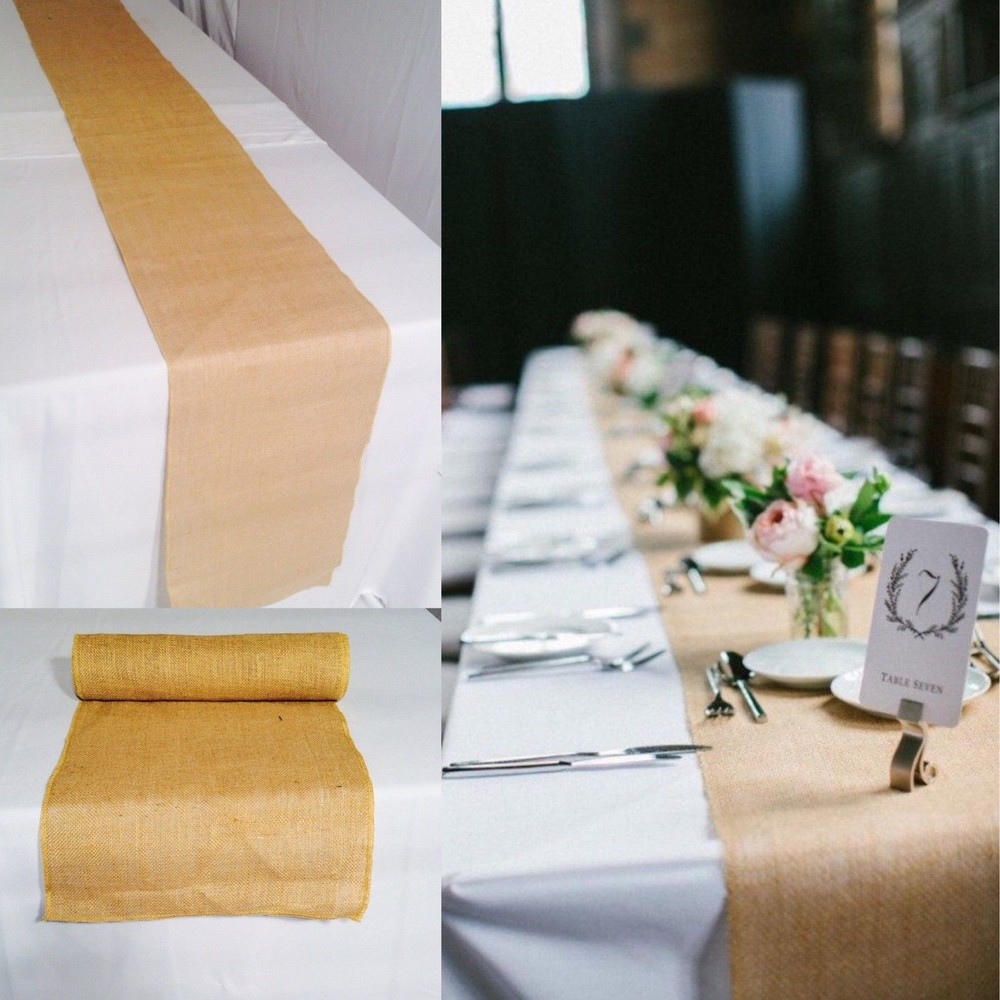 20 PACK Burlap Table Runner 14" x 108" 100% JUTE BURLAP TABLE DECOR WEDDING