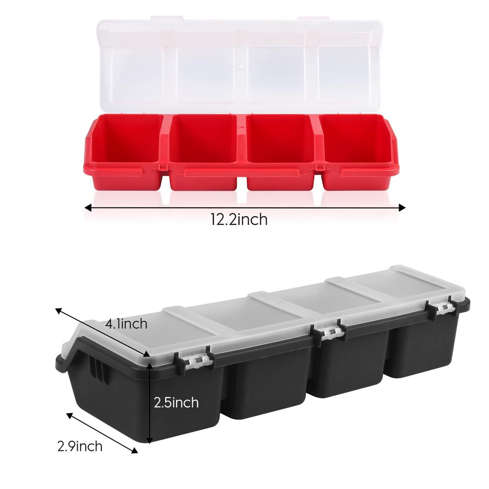 Duogalia 4 Pack Screw Organizer Box with Lids 4 Compartments Tool Bin Stackab...
