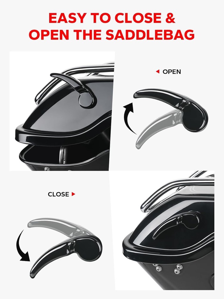 Gloss Black Saddlebag Latch Kit for Harley Davidson 2014-2024 Models - Durabl...