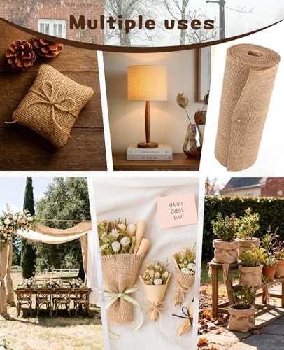 7.9" × 16.4' Burlap Tree Protector Wraps, Natural Burlap Tree Wrap Rolls, Jute