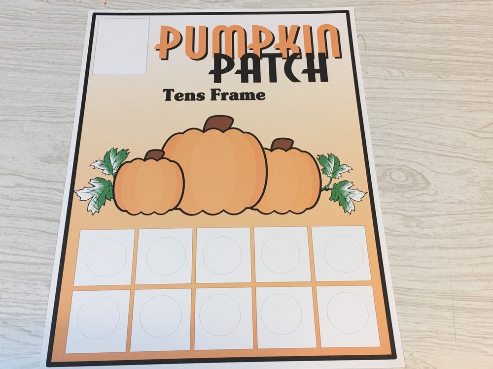 Pumpkin Patch Ten-Frames - Laminated Activity Set - Teaching Supplies