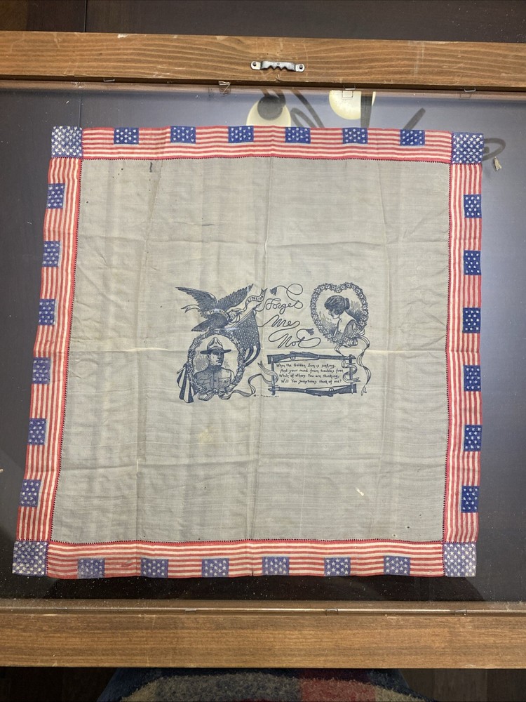 Ww1 Silk Forget Me Not Handkerchief