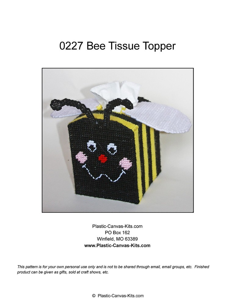 Bee Tissue Topper-Plastic Canvas Pattern or Kit