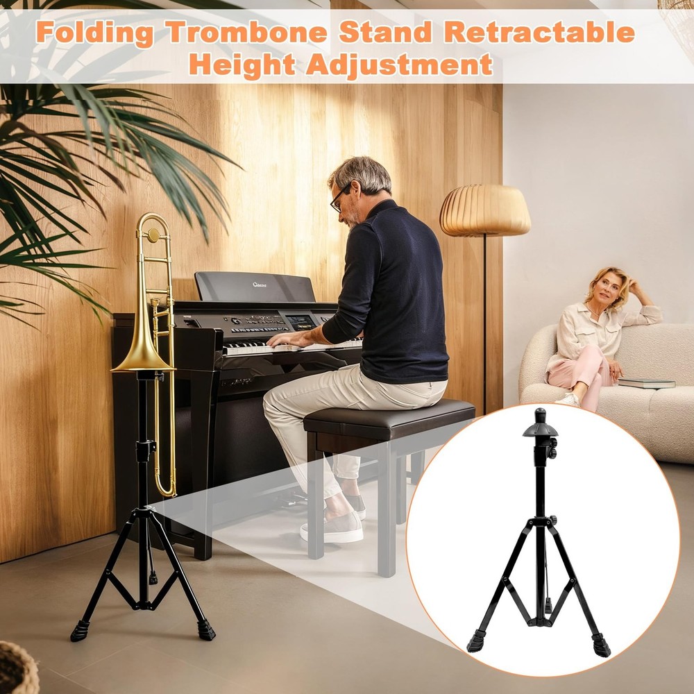 Earthtec Folding Trombone Stand Retractable Height Adjustment, Triangular Sta...