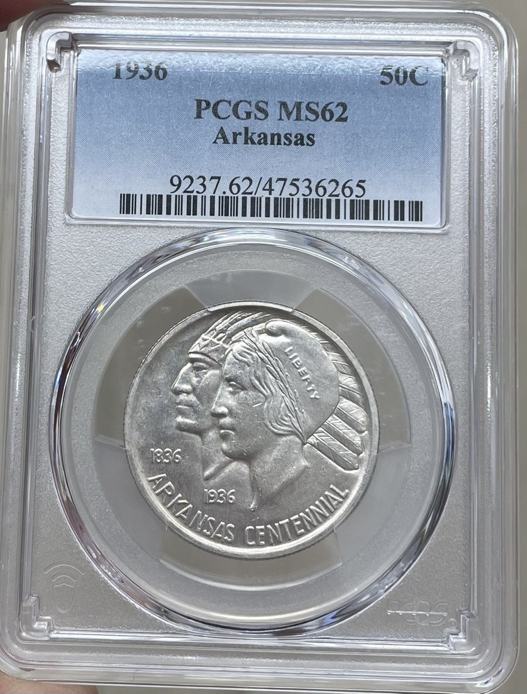 1936 Arkansas Commemorative Silver Half Dollar PCGS MS62