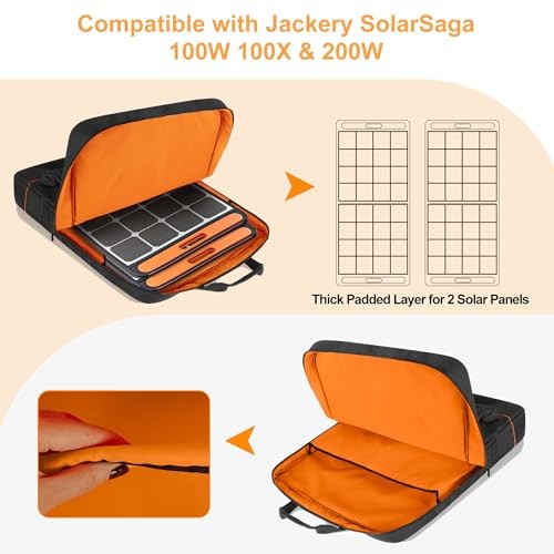 Solar Panel Storage Bag with Bright Lining, Travel Solar Panel Carrying Case
