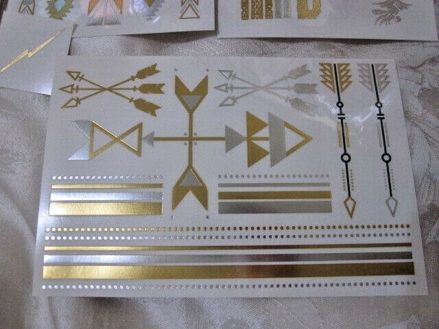Wild Flash Tattoos Egyptian Authentic Metallic Temporary Waterproof 4 Sheets