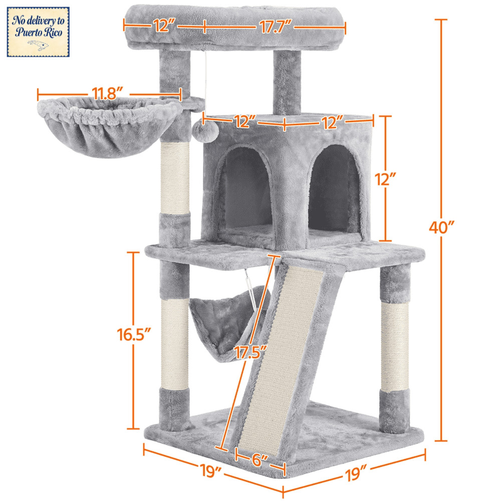 Multi-level Small Cat Tree Tower with Condo, Light Gray